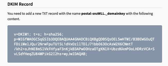 The Postal DKIM Key